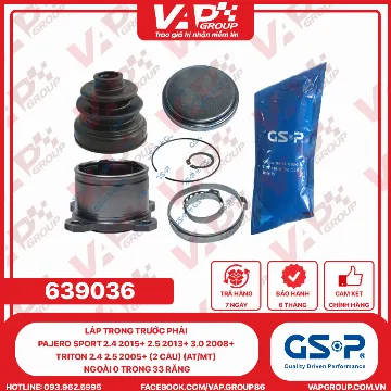 GSP Láp Trong Trước PHẢI Pajero Sport 2.4 2015+ 2.5 2013+ 3.0 2008+ TRITON 2.4 2.5 2005+ (2 cầu) (AT/MT) Ngoài 0 Trong 33 răng