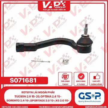 GSP Rotuyn Lái Ngoài Phải Tucson 2.0 15-20, Optima 2.4 15-, Sorento 2.4 15-,Sportage 2.0 15-, K5 2.0 15-.