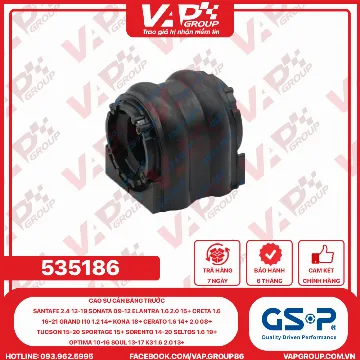 GSP Cao su cân bằng trước Santafe 2.4 12-19 Sonata 09-12 Elantra 1.6 2.0 15+ Creta 1.6 16-21 Grand I10 1.2 14+ Kona 18+ Cerato 1.6 14+ 2.0 08+ Tucson 15-20 Sportage 15+ Sorento 14-20 Seltos 1.6 19+ Optima 10-16 Soul 13-17 K3 1.6 2.0 13+