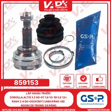 GSP LÁP ngoài trước Corolla Altis 1.3 00-07 1.6 10-19 1.8 13+ RAV4 2.4 00-05(AT/MT) (ABS răng 48) Ngoài 26 trong 24 răng