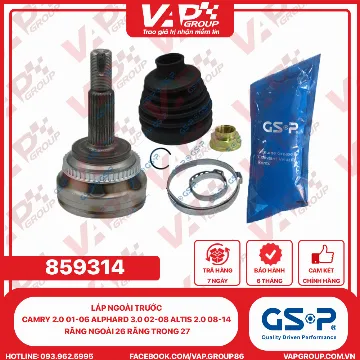 GSP LÁP NGOÀI TRƯỚC CAMRY 2.0 01-06 ALPHARD 3.0 02-08 ALTIS 2.0 08-14 RĂNG NGOÀI 26 RĂNG TRONG 27