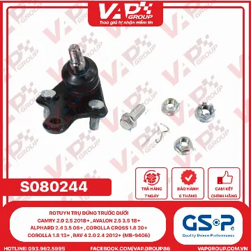 GSP Rotuyn Trụ Đứng Trước Dưới Camry 2.0 2.5 2018+ , Avalon 2.5 3.5 18+ , Alphard 2.4 3.5 08+ , Corolla Cross 1.8 20+ , Corolla 1.8 13+ , Rav 4 2.0 2.4 2012+ (MB-9406)