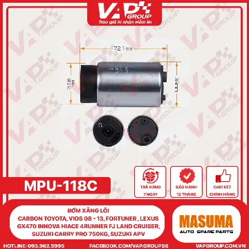 Bơm Xăng LÕI CARBON Toyota, Vios 08 - 13, Fortuner , Lexus Gx470 Innova Hiace 4Runner Fj Land Cruiser, Suzuki Carry Pro 750Kg, Suzuki Apv