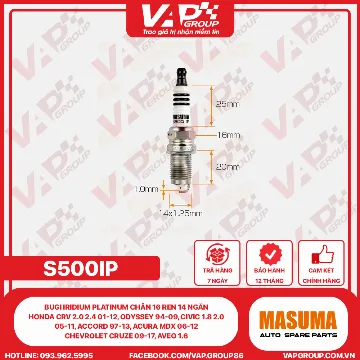 Bugi Iridium Platinum Chân 16 Ren 14 Ngắn Honda Crv 2.0 2.4 01-12, Odyssey 94-09, Civic 1.8 2.0 05-11, Accord 97-13, Acura Mdx 06-12, Chevrolet Cruze 09-17, Aveo 1.6