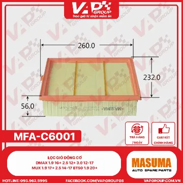 Lọc gió động cơ DMAX 1.9 16+ 2.5 12+ 3.0 12-17 MUX 1.9 17+ 2.5 14-17 BT50 1.9 20+