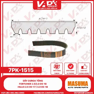 Dây Curoa Tổng Fortuner 2.5/3.0 05-16 , Hilux 2.5 05-17 / 3.0 05-18
