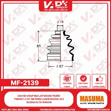 CAO SU CHỤP BỤI láp ngoài trước Terios 1.3 97-06 FORD LASER MAZDA 323 SUZUKI ALTO WAGON
