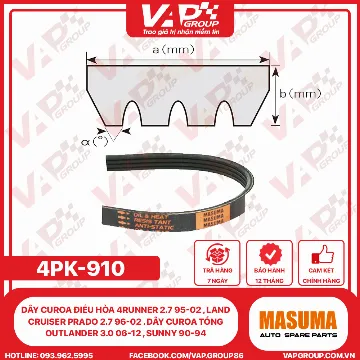 Dây Curoa Điều Hòa 4Runner 2.7 95-02 , Land Cruiser Prado 2.7 96-02 . Dây Curoa Tổng Outlander 3.0 06-12 , Sunny 90-94