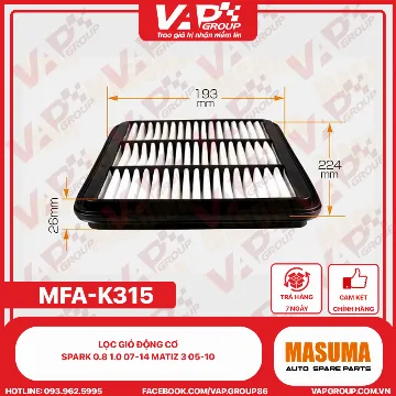 Lọc gió động cơ Spark 0.8 1.0 07-14 Matiz 3 05-10