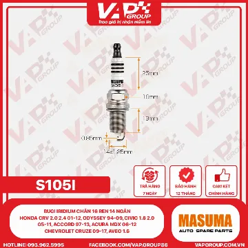 Bugi Iridium Chân 16 Ren 14 Ngắn Honda Crv 2.0 2.4 01-12, Odyssey 94-09, Civic 1.8 2.0 05-11, Accord 97-13, Acura Mdx 06-12, Chevrolet Cruze 09-17, Aveo 1.6