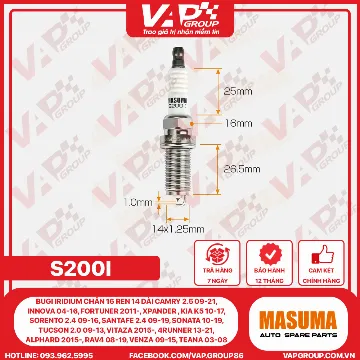 Bugi Iridium Chân 16 Ren 14 Dài Camry 2.5 09-21, Innova 04-16, Fortuner 2011-, Xpander , Kia K5 10-17, Sorento 2.4 09-16, Santafe 2.4 09-19, Sonata 10-19, Tucson 2.0 09-13, Vitaza 2015-, 4Runner 13-21, Alphard 2015-, Rav4 08-19, Venza 09-15, Teana 03-08
