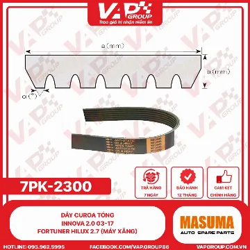 Dây Curoa Tổng Innova 2.0 03-17 Fortuner Hilux 2.7 (Máy Xăng)
