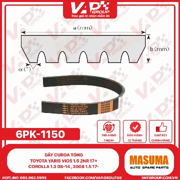 Dây Curoa Tổng Toyota Yaris Vios 1.5 2Nr 17+ , Corolla 1.3 08-14 , 3008 1.5 17- ,