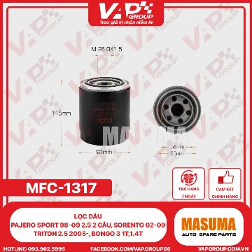 Lọc Dầu Pajero Sport 98-09 2.5 2 Cầu, Sorento 02-09, Triton 2.5 2005-, bongo 3 1T,1.4T