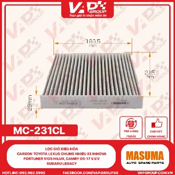 Lọc Gió Điều Hòa CARBON Toyota Lexus Chung Nhiều Xe Innova Fortuner Vios Hilux, Camry 05-17 V.V.V Subaru Legacy