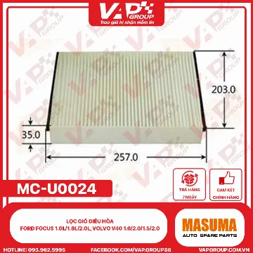 Lọc Gió Điều Hòa Ford Focus 1.6L/1.8L/2.0L, Volvo V40 1.6/2.0/1.5/2.0