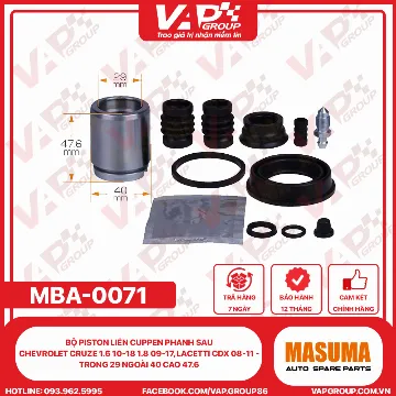Bộ Piston Liền Cuppen Phanh Sau Chevrolet Cruze 1.6 10-18 1.8 09-17, Lacetti CDX 08-11 - Trong 29 Ngoài 40 Cao 47.6