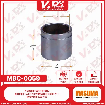 Piston Phanh Trước Accent 1.4 05-10 VERNA Rio 1.6 05-11 - Ngoài 54 Cao 47.7