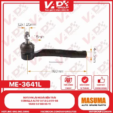 Rotuyn Lái Ngoài Bên Trái Corolla Altis 1.6 1.8 2.0 01-08 , Yaris 1.0 1Kr 05-11