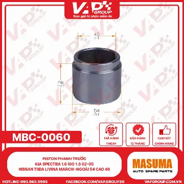 Piston Phanh Trước KIA SPECTRA 1.6 Rio 1.3 02-05 NISSAN TIIDA LIVINA MARCH -Ngoài 54 Cao 46