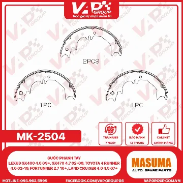 guốc phanh tay Lexus Gx460 4.6 09+, Gx470 4.7 02-09; Toyota 4 Runner 4.0 02-19, fortunner 2.7 16+, Land Cruiser 4.0 4.5 07+