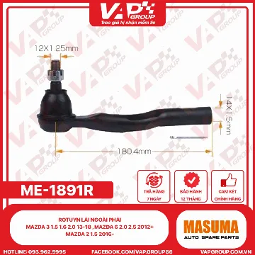Rotuyn Lái Ngoài Phải Mazda 3 1.5 1.6 2.0 13-18 , Mazda 6 2.0 2.5 2012+, Mazda 2 1.5 2016-