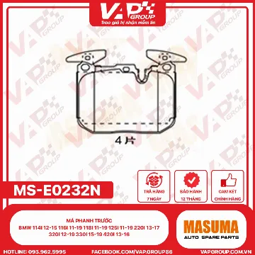 Má Phanh Trước Bmw 114I 12-15 116I 11-19 118I 11-19 125I 11-19 220I 13-17 320I 12-19 330I 15-19 420I 13-16