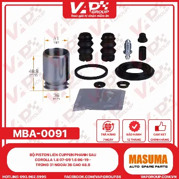 Bộ Piston Liền Cuppen Phanh Sau Corolla 1.8 07-09 1.6 06-19 - Trong 31 Ngoài 36 Cao 48.8