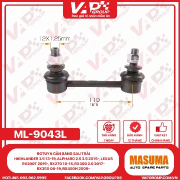 Rotuyn Cân Bằng Sau Trái Highlander 3.5 13-19, Alphard 2.5 3.5 2015-, Lexus Rx200T 2015-, Rx270 10-15, Rx300 2.0 2017-, Rx350 08-19, Rx450H 2009-