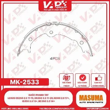 guốc phanh tay Lexus Gs250 2.5 11-15, Gs350 3.5 11-20, Is300 2.0 17+, Is350 3.5 13+, Rc350 3.5 14+