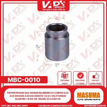 Piston Phanh Sau NISSAN JUKE QASHQAI TEANA J31 J32 TIIDA LIVINA XTRAIL T30 T31 TOYOTA CAMRY CORONA 2.0 3SFE 98- MITSUBISHI LANCER OUTLANDER 2010- - Ngoài 34.8 Cao 45