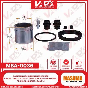 Bộ Piston Liền Cuppen Phanh Trước NISSAN Teana 2.0 J32 L33 08-14 JUKE 2011- TIIDA LIVINA - Trong 48 Ngoài 57.1 Cao 51.1