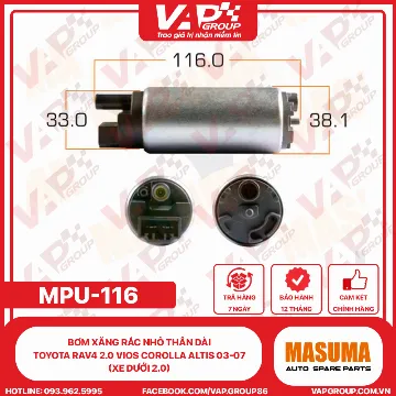 BƠM XĂNG RẮC NHỎ THÂN DÀI TOYOTA RAV4 2.0 VIOS COROLLA ALTIS 03-07 (XE DƯỚI 2.0)