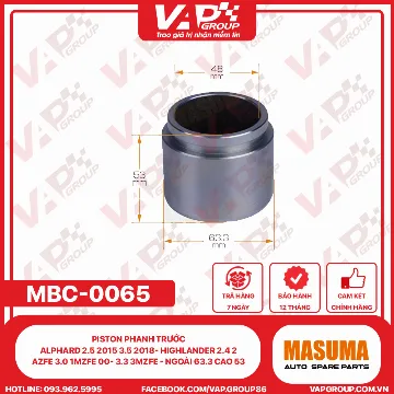 Piston Phanh Trước ALPHARD 2.5 2015 3.5 2018- HIGHLANDER 2.4 2AZFE 3.0 1MZFE 00- 3.3 3MZFE - Ngoài 63.3 Cao 53