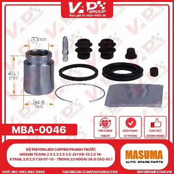 Bộ Piston Liền Cuppen Phanh Trước NISSAN Teana 2.0 2.3 2.5 3.5 J31 08-13 2.5 14- XTrail 2.0 2.5 T30 07-15 - Trong 23 Ngoài 34.8 Cao 45.1