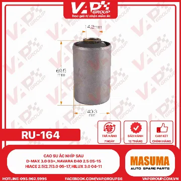 Cao Su Ắc Nhíp Sau D-Max 3.0 03+, Navara D40 2.5 05-15, Hiace 2.5/2.7/3.0 05-17, Hilux 3.0 04-11
