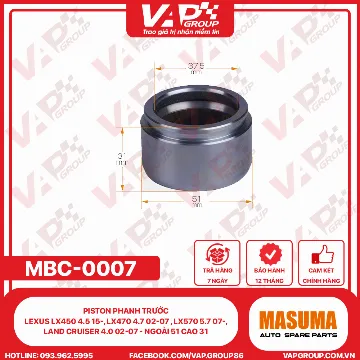 Piston Phanh Trước LEXUS Lx450 4.5 15-, Lx470 4.7 02-07 , Lx570 5.7 07-, Land Cruiser 4.0 02-07 - Ngoài 51 Cao 31