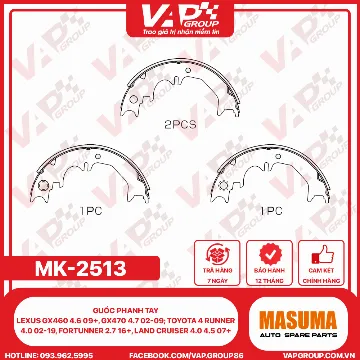 guốc phanh tay Lexus Gx460 4.6 09+, Gx470 4.7 02-09; Toyota 4 Runner 4.0 02-19, fortunner 2.7 16+, Land Cruiser 4.0 4.5 07+