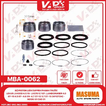 Bộ Piston Liền Cuppen Phanh Trước Lexus LX450d 4.5 15- LX570 5.7 07-, Landcruiser 4.0 07-15 4.5 07- 4.6 09- 4.7 07-12 5.7 07-15 (4PISTON) - Ngoài 51 Cao 31