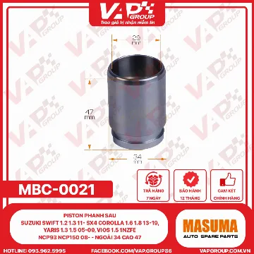 Piston Phanh Sau SUZUKI Swift 1.2 1.3 11- SX4 Corolla 1.6 1.8 13-19, Yaris 1.3 1.5 05-09, Vios 1.5 1NZFE NCP93 NCP150 08- - Ngoài 34 Cao 47