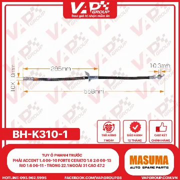 TUY Ô PHANH TRƯỚC PHẢI Accent 1.4 06-10 FORTE Cerato 1.6 2.0 08-13, Rio 1.6 06-11 - Trong 22.1 Ngoài 31 Cao 47.2