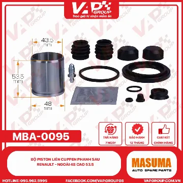 Bộ Piston Liền Cuppen Phanh Sau Renault - Ngoài 48 Cao 53.5 (Ngừng Nhập)