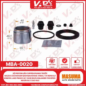 Bộ Piston Liền Cuppen Phanh Trước MAZDA CX5 NISSAN QAShqai ROGUE XTRAIL T31 RENAULT KOLEOS LAND PRADO 2LT ZACE ISUZU HILANDER TROOPER - Ngoài 60.1 Cao 46.5