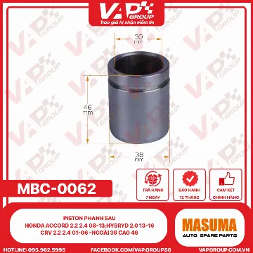 Piston Phanh Sau HONDA Accord 2.2 2.4 08-13;Hybryd 2.0 13-16, Crv 2.2 2.4 01-06 -Ngoài 38 Cao 46