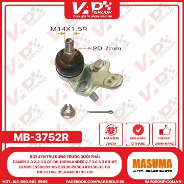 Rotuyn Trụ Đứng Trước Dưới Phải Camry 2.0 2.4 3.0 01-06, Highlander 2.7 3.0 3.3 00-07, Lexus Es300 01-06, Es330 Rx300 Rx330 03-06, Rx350 06-09, Rx400H 05-08