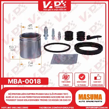 BỘ Piston LIỀN CUPPEN PHANH SAU (lõi phanh tay) AUDI A1 A3 A4 A6 FORD FOCUS MONDEO Accord 98-2012 PEUGEOT 3008 VOLKSWAGEN Trong 33 Ngoài 38 Cao 51
