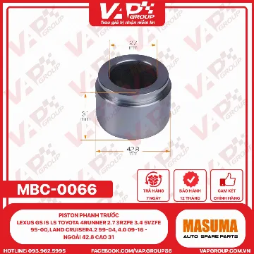 Piston Phanh Trước LEXUS GS IS LS TOYOTA 4Runner 2.7 3RZFE 3.4 5VZFE 95-00, Land Cruiser4.2 99-04, 4.0 09-16 - Ngoài 42.8 Cao 31