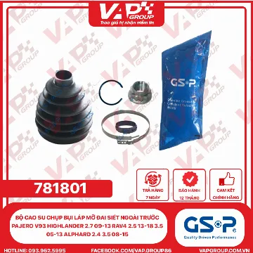 GSP BỘ CAO SU chụp bụi LÁP MỠ ĐAI SIẾT ngoài trước Pajero V93 Highlander 2.7 09-13 RAV4 2.5 13-18 3.5 05-13 Alphard 2.4 3.5 08-15