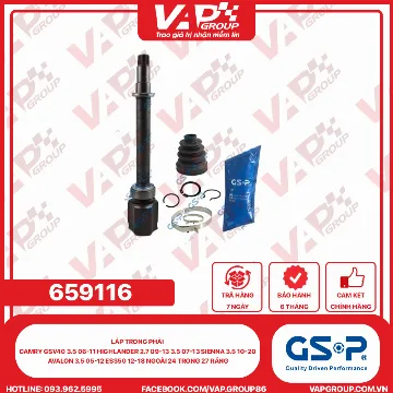 GSP LÁP trong phải Camry GSV40 3.5 06-11 Highlander 2.7 09-13 3.5 07-13 Sienna 3.5 10-20 Avalon 3.5 05-12 ES350 12-18 Ngoài 24 trong 27 răng