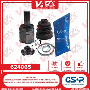 GSP Láp Trong Huyndai Accent 1.4 2018+ Elantra 1.6 11-15 1.8 11-16, I30 11+, Cerato 1.6 11-, 2.0 15-18, K3 1.6 2.0 12-18 Trong 22 Ngoài 27 Răng